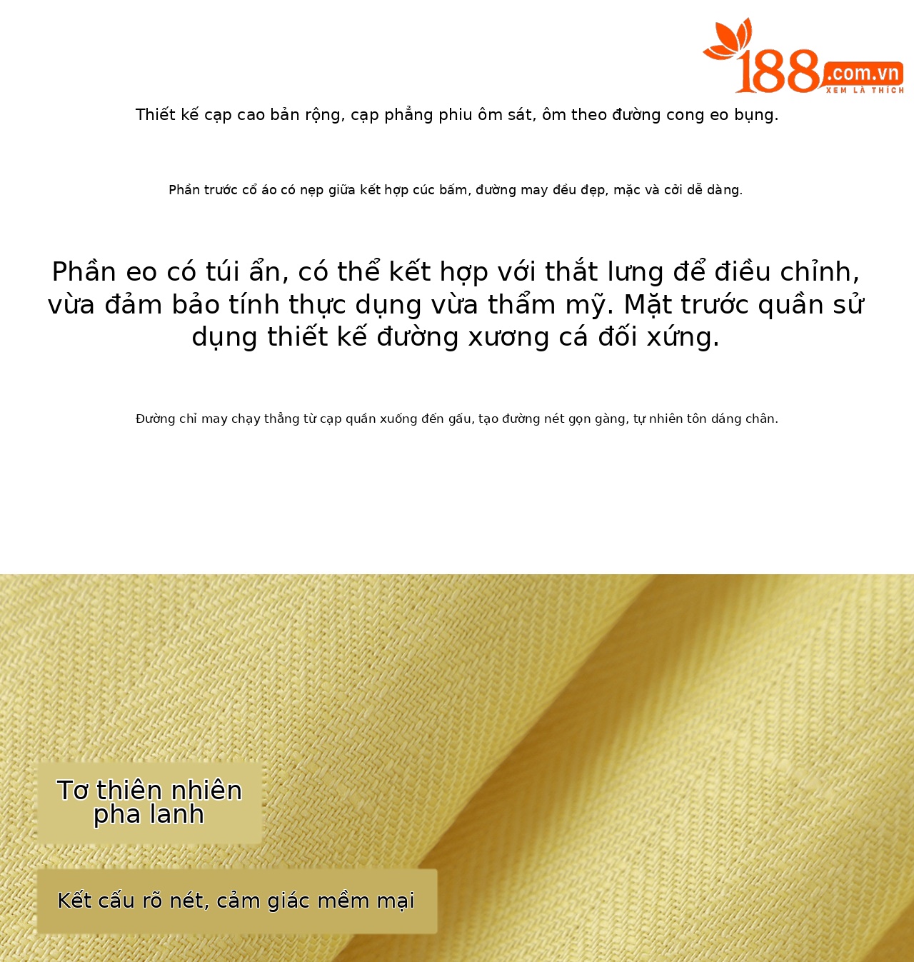 Quần culottes nữ ống rộng dáng dài 9 phần, chất liệu sợi gai dầu mỏng nhẹ mùa hè — màu xanh navy chi tiết 3