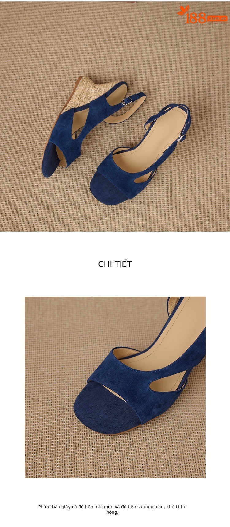 Sandal cao gót nữ mũi nhọn hở ngón, gót nêm đan rơm 8 cm, quai hậu buộc dây — xanh lam, màu mơ chi tiết 14