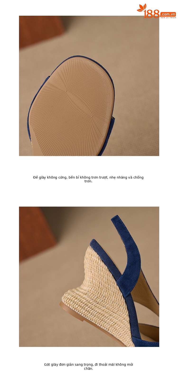 Sandal cao gót nữ mũi nhọn hở ngón, gót nêm đan rơm 8 cm, quai hậu buộc dây — xanh lam, màu mơ chi tiết 15