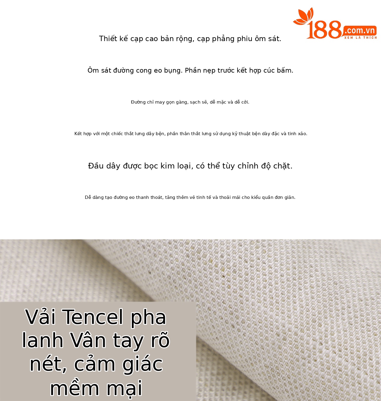 Quần culottes nữ ống rộng chất liệu linen phối sợi tencel, cạp cao dáng suông, mặc mùa hè thoáng mát — Xanh lông mòng đen chi tiết 3