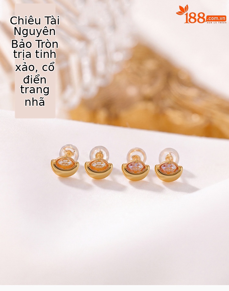Bông tai bạc S925 mạ vàng đính đá pha lê tím hình bầu dục — Pha lê vàng chi tiết 1