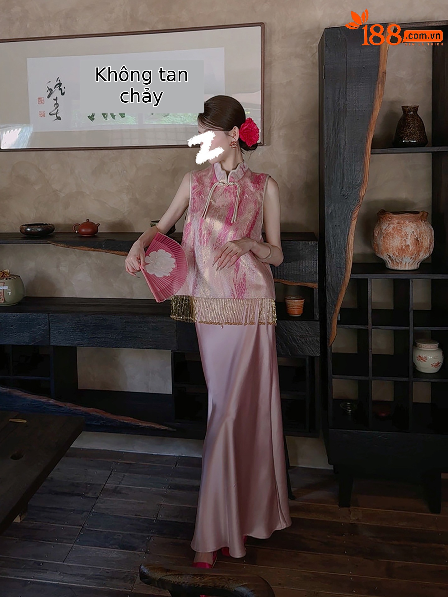 Áo gile cổ cao nữ phong cách Tân Trung Hoa, thiết kế hoa văn thêu vàng sang trọng — Trang chủ chi tiết 3
