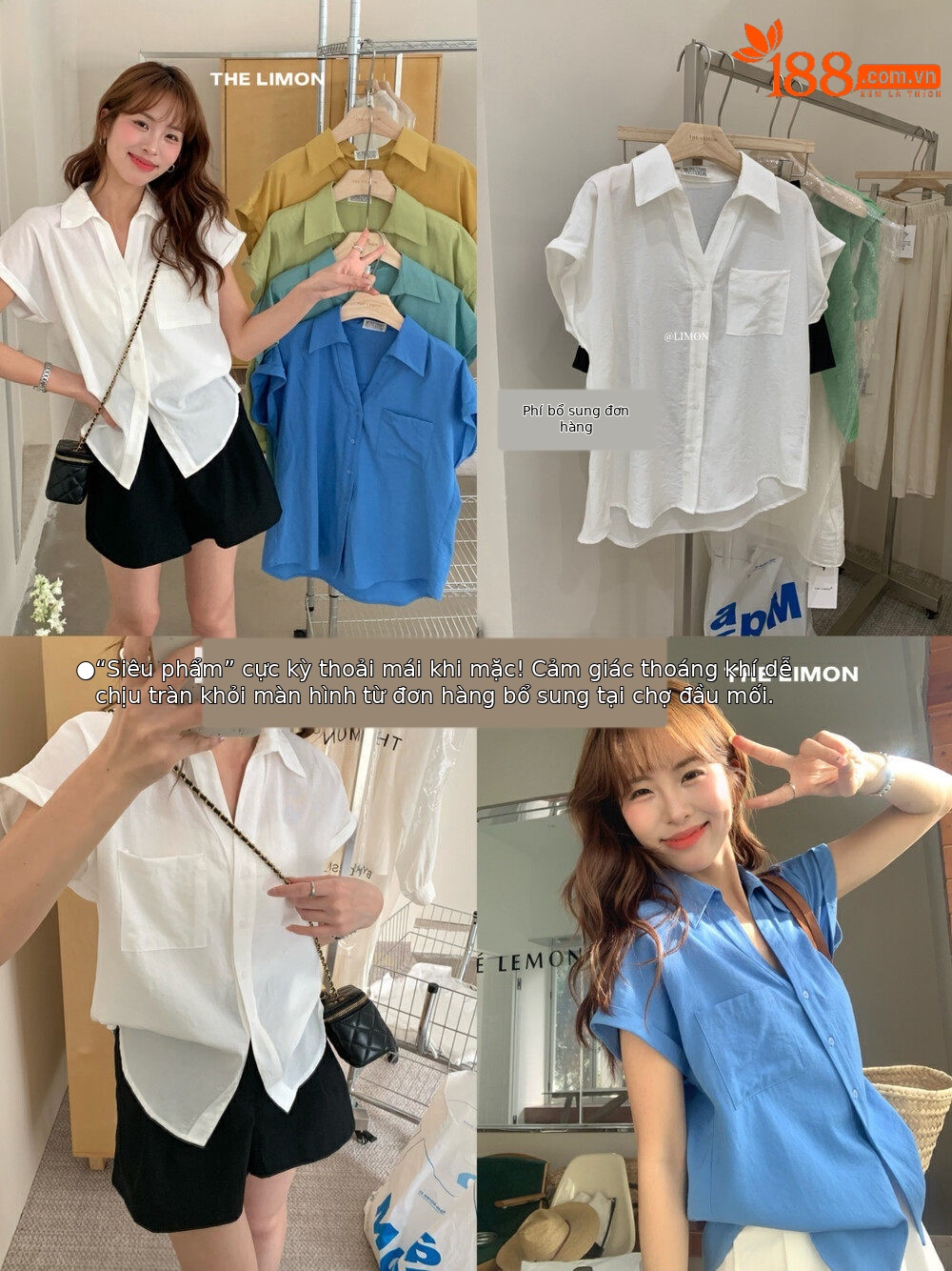 Áo sơ mi ngắn tay nữ cổ polo tay bồng phong cách Hàn Quốc — màu sắc chi tiết 5