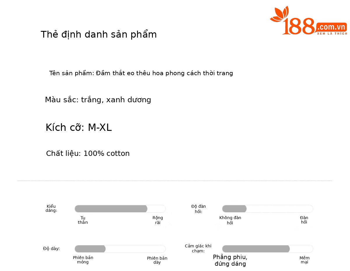 Đầm maxi nữ thắt eo cao, thiết kế quá gối, thêu hoa tinh tế phong cách trưởng thành — xanh lam, màu trắng chi tiết 11