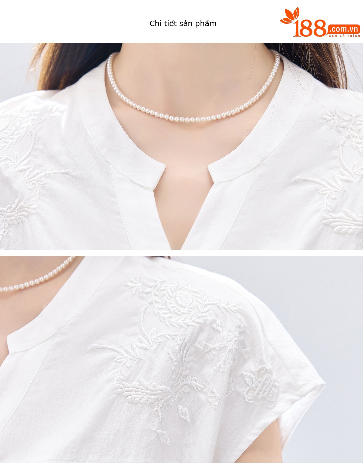 Đầm maxi nữ thắt eo cao, thiết kế quá gối, thêu hoa tinh tế phong cách trưởng thành — xanh lam, màu trắng chi tiết 27
