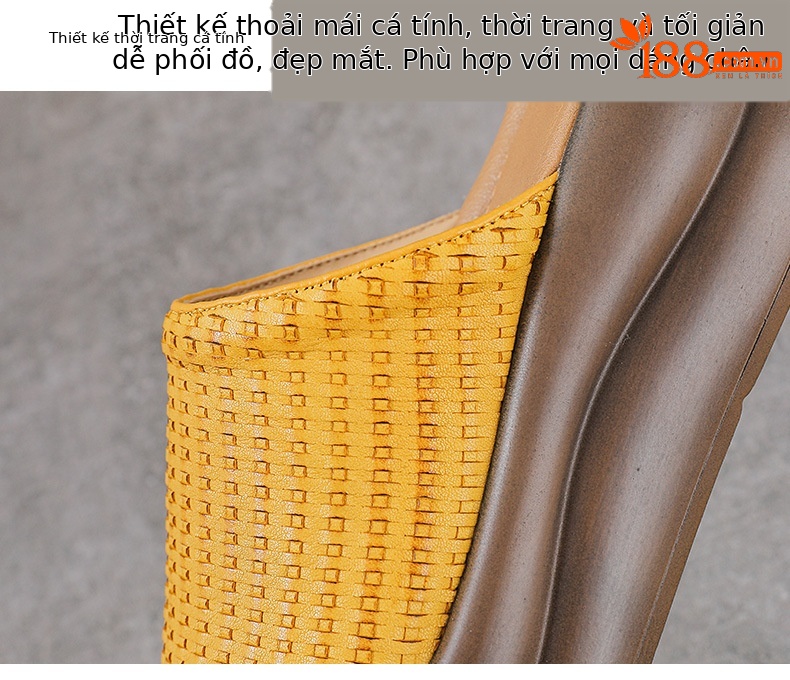 Dép sandal nữ quai chữ V đế dày da bò thật mềm chống trượt — màu nâu chi tiết 5