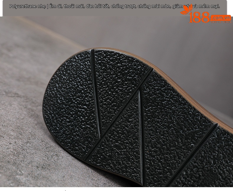 Dép sandal nữ quai chữ V đế dày da bò thật mềm chống trượt — màu nâu chi tiết 7
