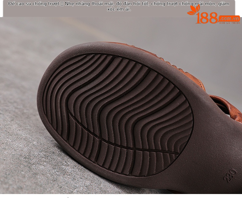 Sandal nữ da bò thật phong cách La Mã cổ điển, đế mềm, quai đan hở thoáng khí — màu nâu chi tiết 7