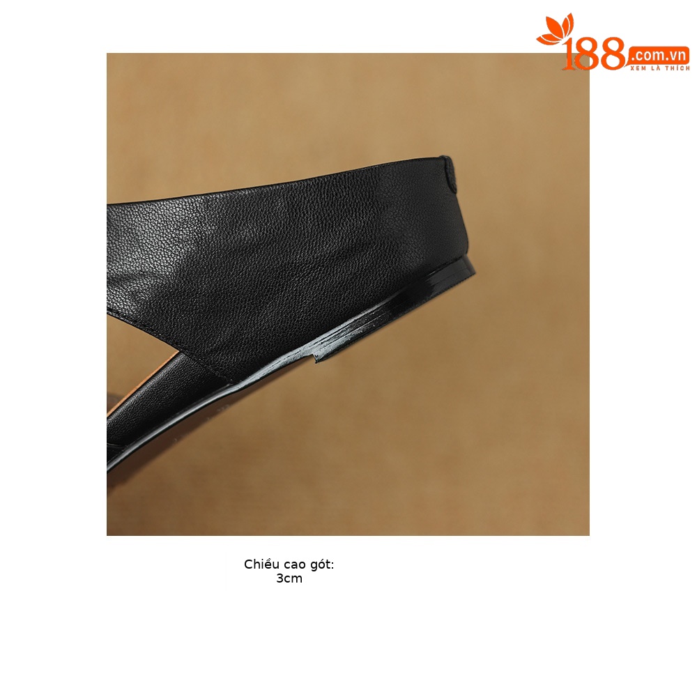 Dép sandal nữ quai chữ V đế bệt da cừu hoa nổi — đen chi tiết 13