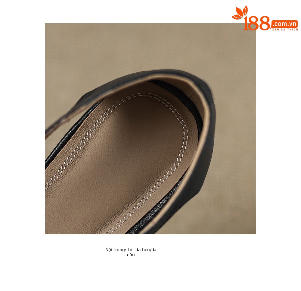 Sandal nữ da cừu mũi kín đế bệt phối lưới thoáng khí — đen chi tiết 19