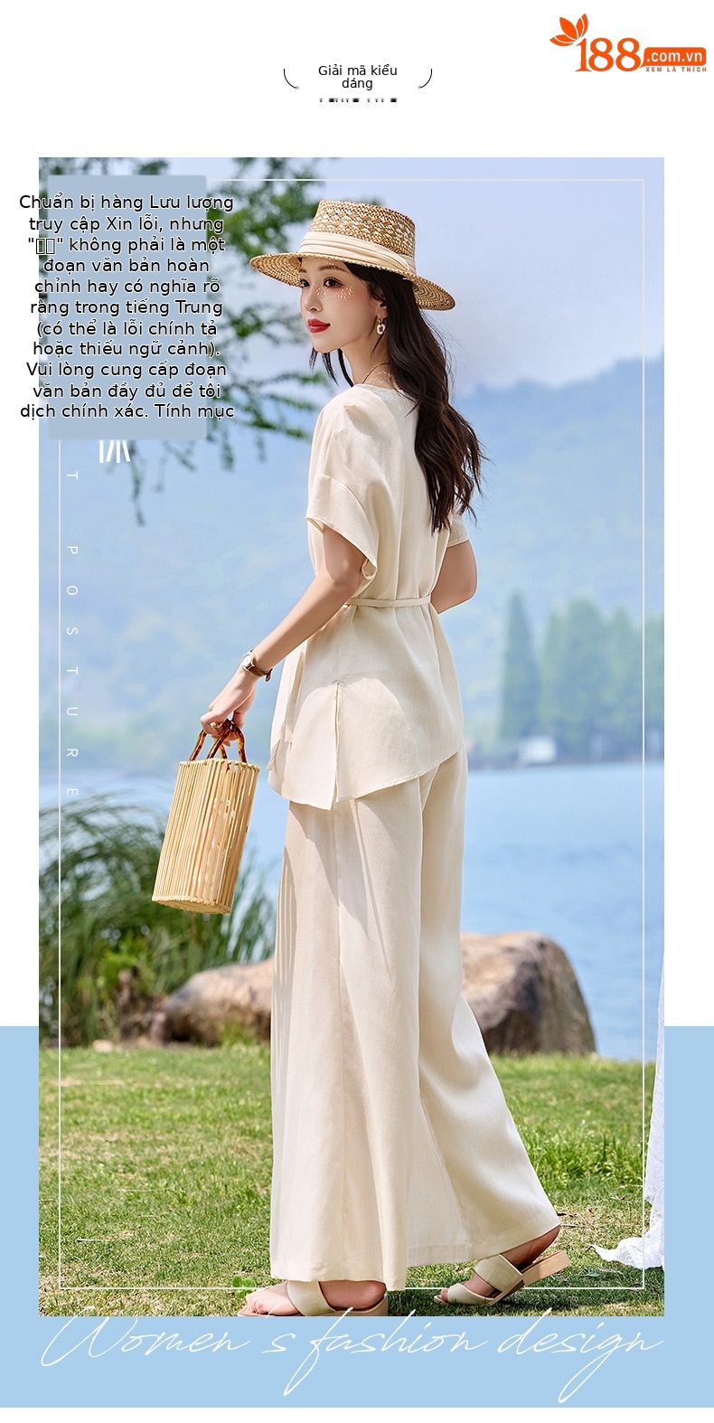 Bộ đầm suông nữ midi tay ngắn cổ tròn thắt eo — màu trắng ngà chi tiết 4