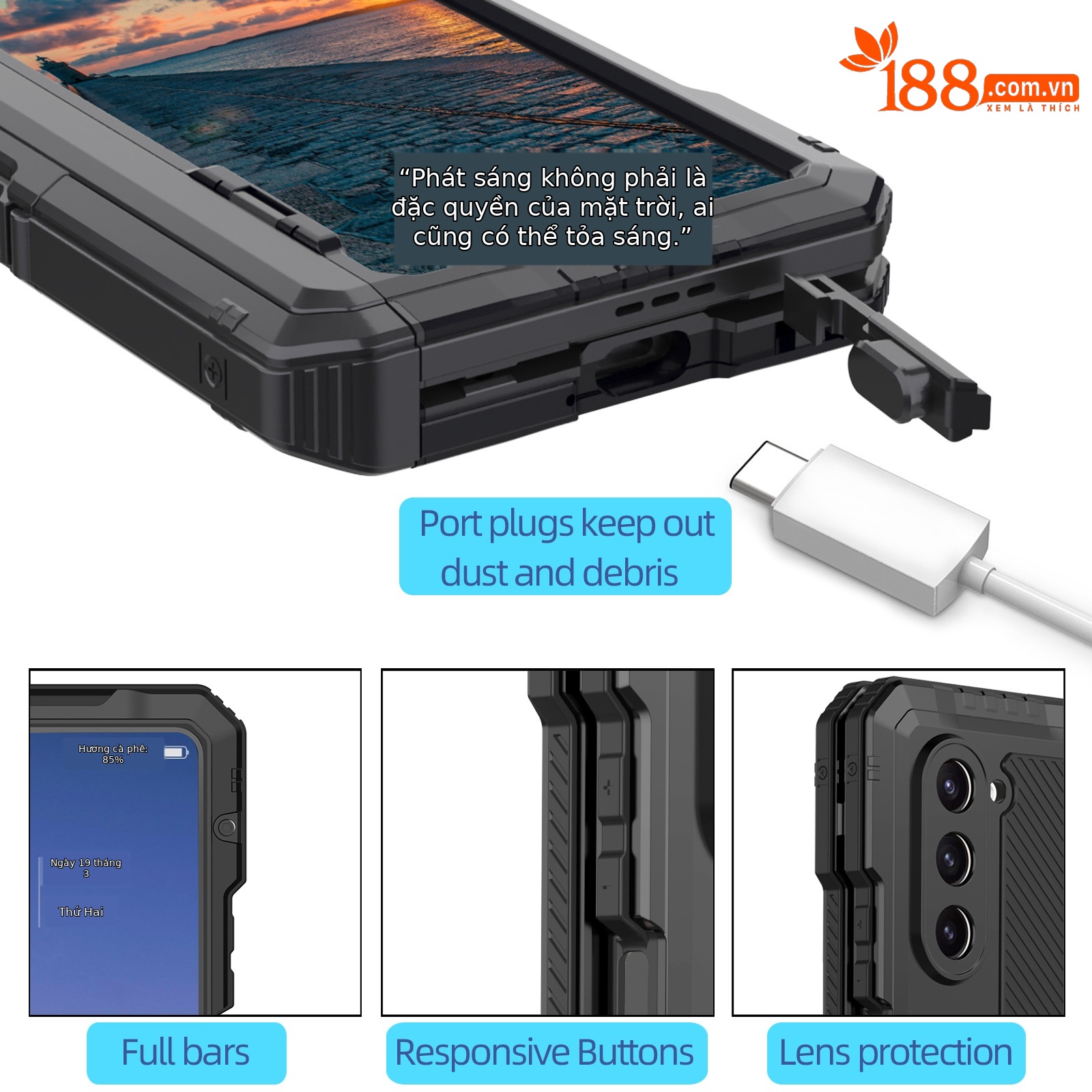 Ốp lưng Samsung Z Fold4/Fold5 kim loại ba lớp chống sốc, chống bụi, có chân đế — đen, đỏ