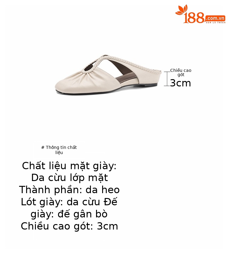 Dép sandal nữ quai chữ V đế bệt mũi tròn phong cách đơn giản — đen chi tiết 3