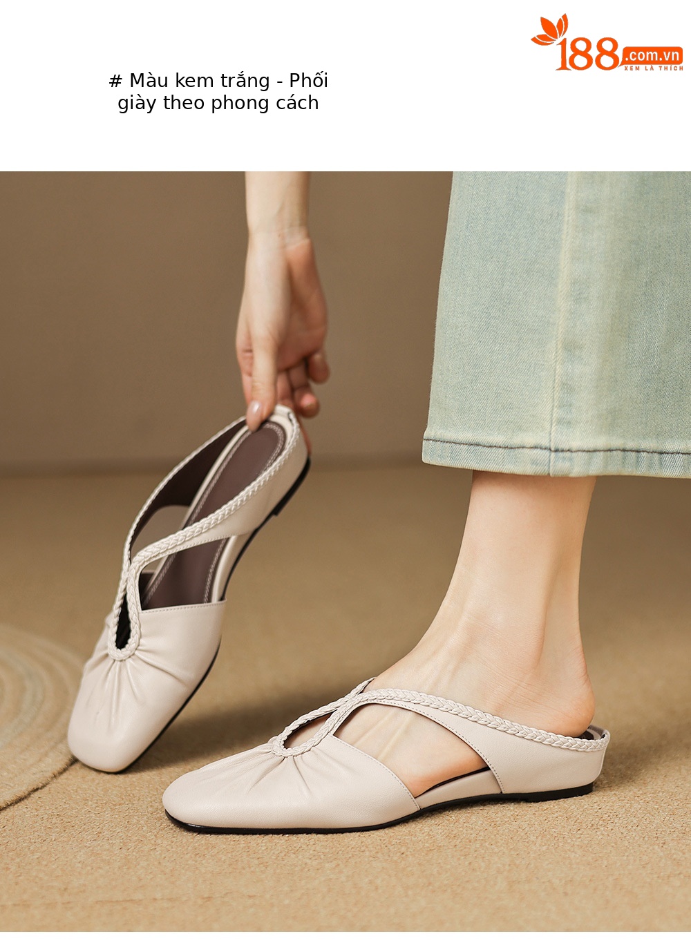 Dép sandal nữ quai chữ V đế bệt mũi tròn phong cách đơn giản — đen chi tiết 19