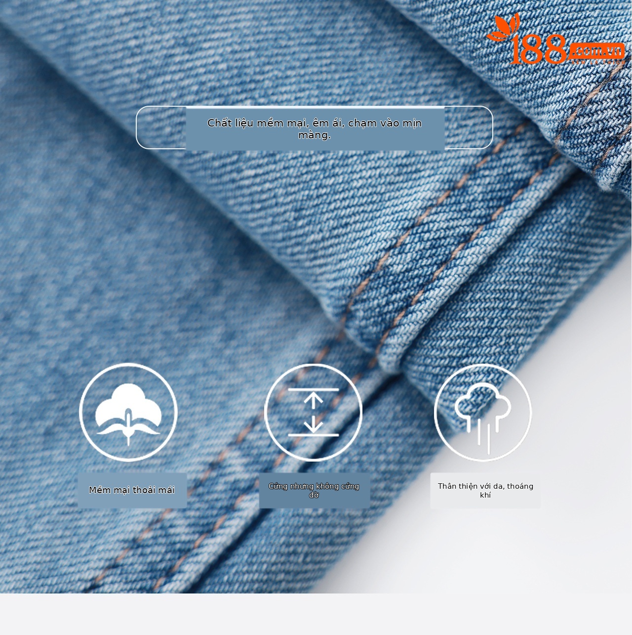 Quần jean nữ cạp cao ống rộng chất liệu cotton pha sợi co giãn mềm mại — xanh lam chi tiết 12