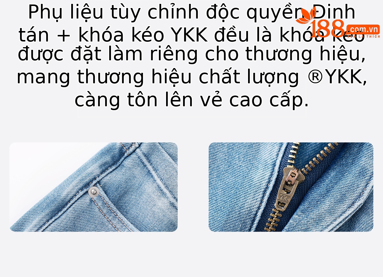 Quần jean nữ cạp cao ống rộng chất liệu cotton pha sợi co giãn mềm mại — xanh lam chi tiết 13