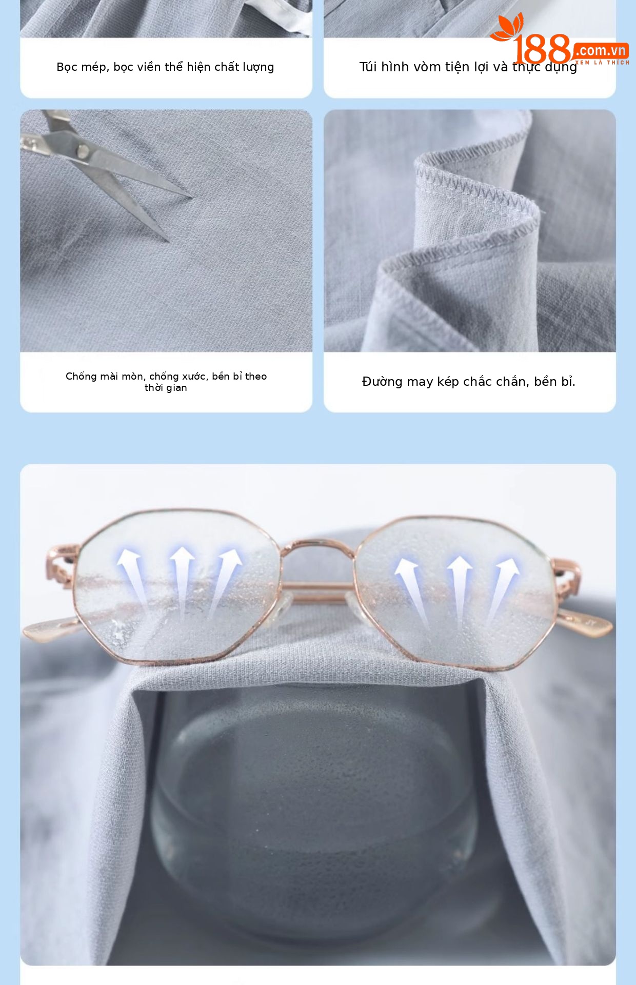 Quần culottes nữ ống rộng cạp cao chất liệu mềm mỏng mùa hè — màu xanh nhạt chi tiết 11