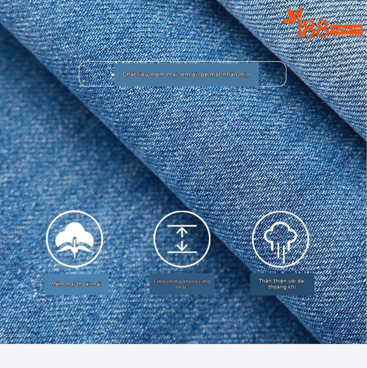 Quần jean nữ cạp cao ống suông vải cotton co giãn mềm mại — xanh lam chi tiết 12