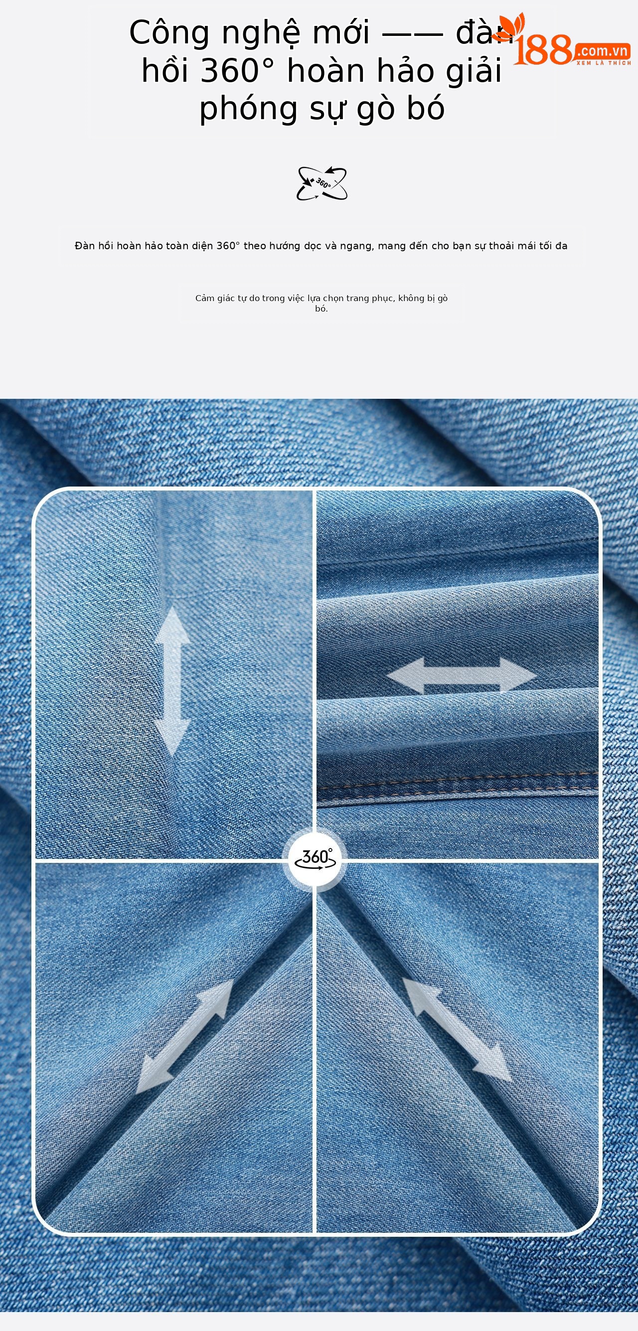 Quần jean nữ cạp cao ống suông vải cotton co giãn mềm mại — xanh lam chi tiết 14