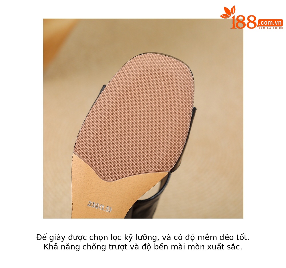 Sandal cao gót nữ mũi vuông quai chéo đế xuồng 9 cm — màu đen, màu trắng ngà chi tiết 21