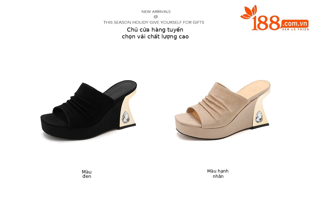 Sandal peep toe nữ gót vuông da lộn mũi vuông đế xuồng cao 5 cm — màu đen, màu mơ chi tiết 4