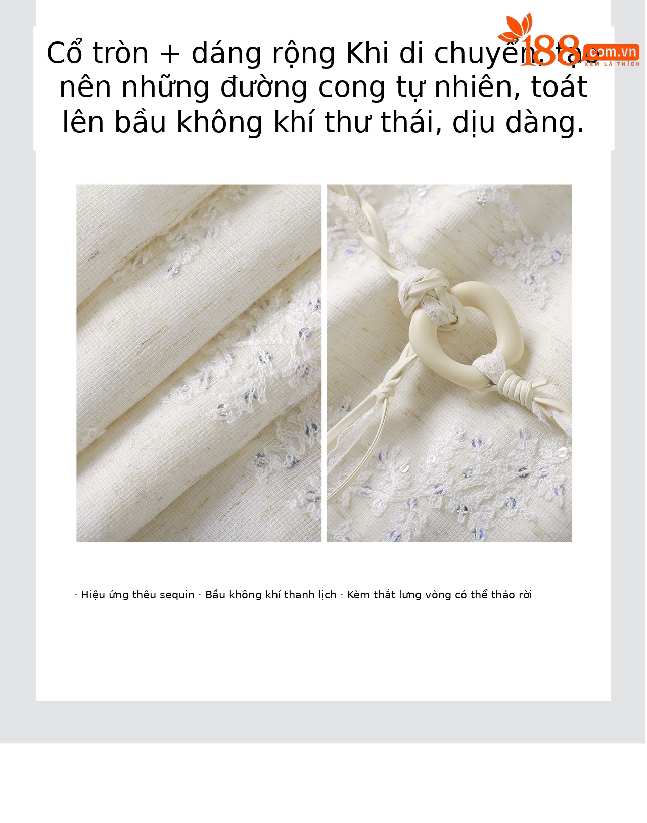 Đầm maxi nữ không tay thêu sequin hoa trắng phong cách nghỉ dưỡng — màu sắc chi tiết 9