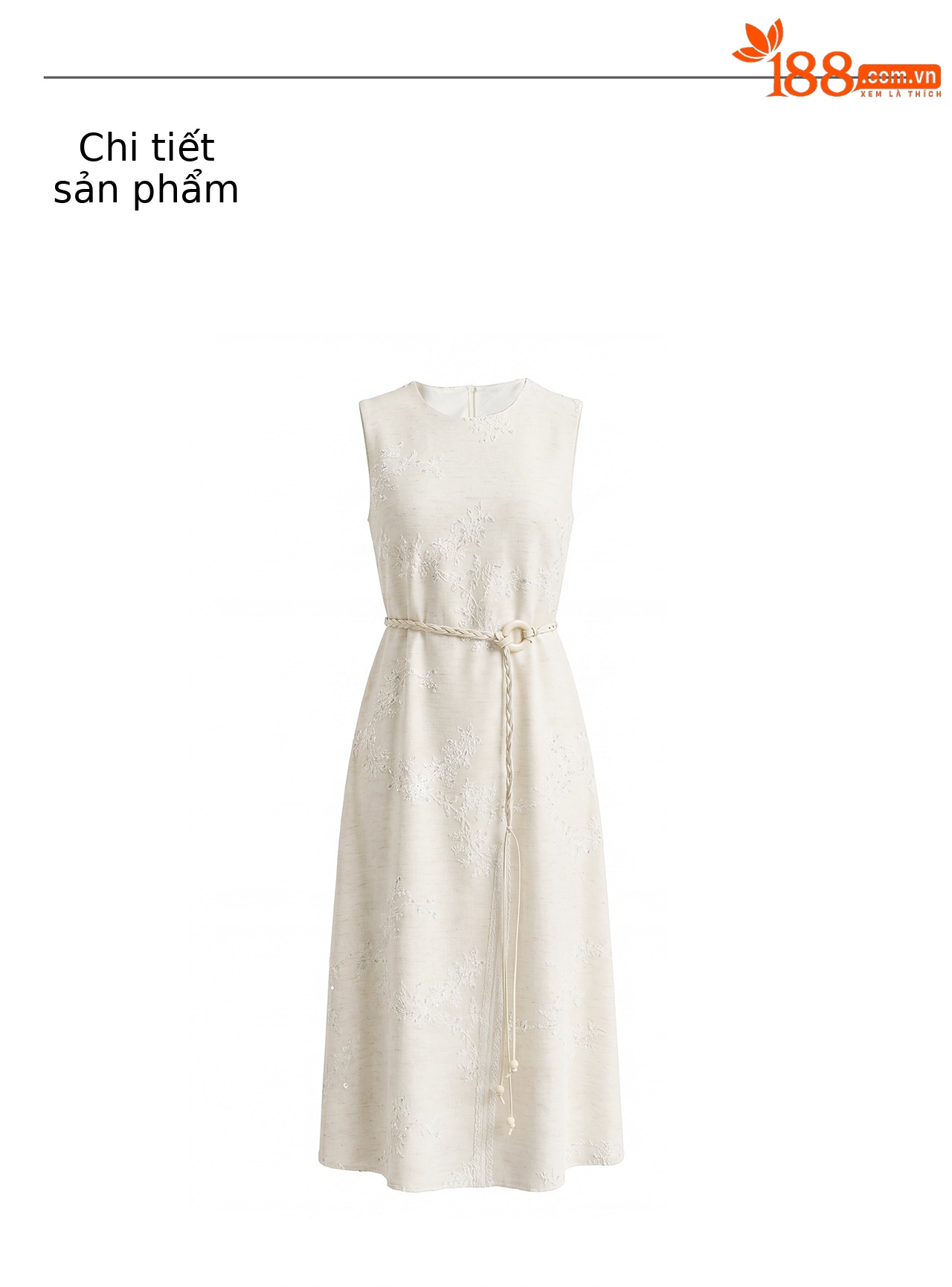 Đầm maxi nữ không tay thêu sequin hoa trắng phong cách nghỉ dưỡng — màu sắc chi tiết 17