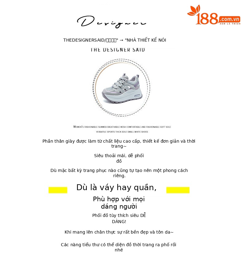 Giày sneaker nữ đế dày lưới thoáng khí phong cách retro — Trắng 5086, Champagne 5086, Tím 5086 chi tiết 4