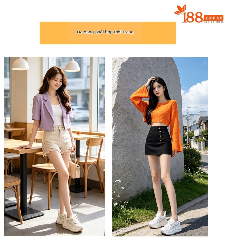 Giày sneaker nữ đế dày lưới thoáng khí phong cách retro — Trắng 5086, Champagne 5086, Tím 5086 chi tiết 6