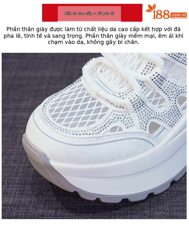 Giày sneaker nữ đế dày lưới thoáng khí phong cách retro — Trắng 5086, Champagne 5086, Tím 5086 chi tiết 7