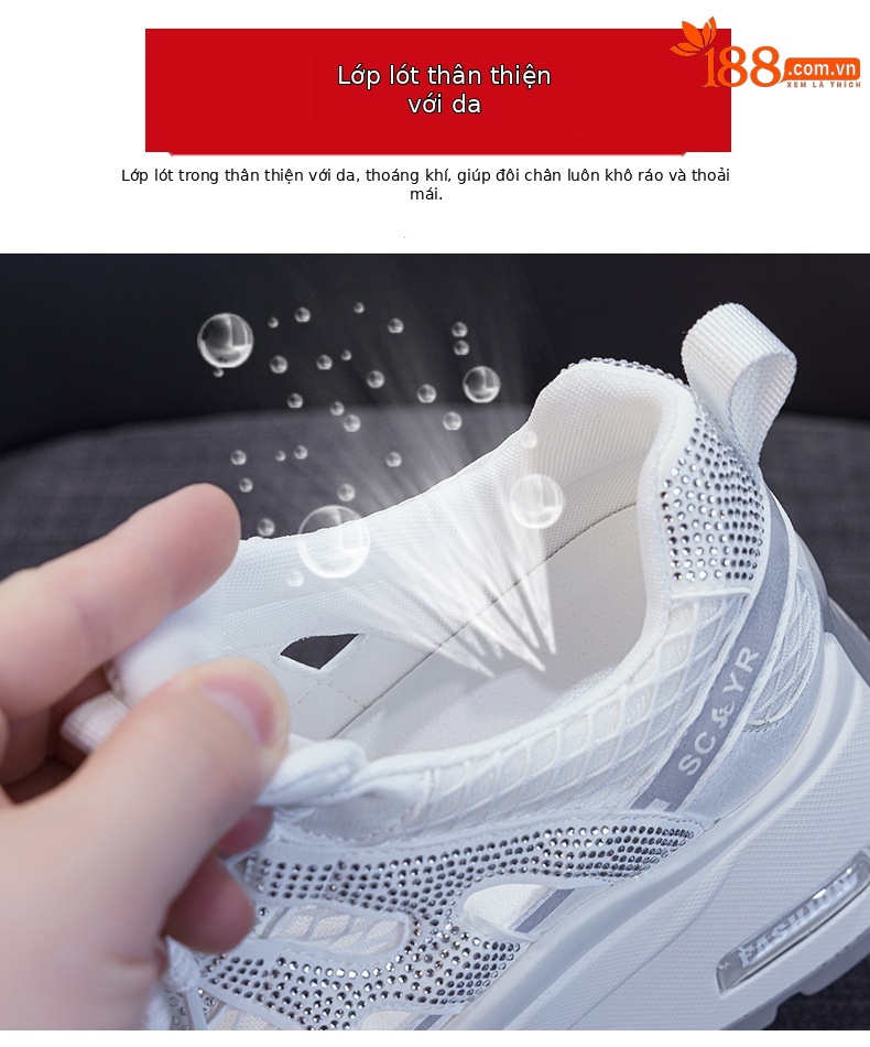 Giày sneaker nữ đế dày lưới thoáng khí phong cách retro — Trắng 5086, Champagne 5086, Tím 5086 chi tiết 8