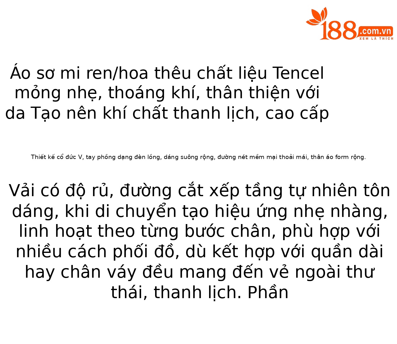 Áo sơ mi nữ tay lỡ thêu hoa tay chất liệu tencel cao cấp — màu trắng chi tiết 3