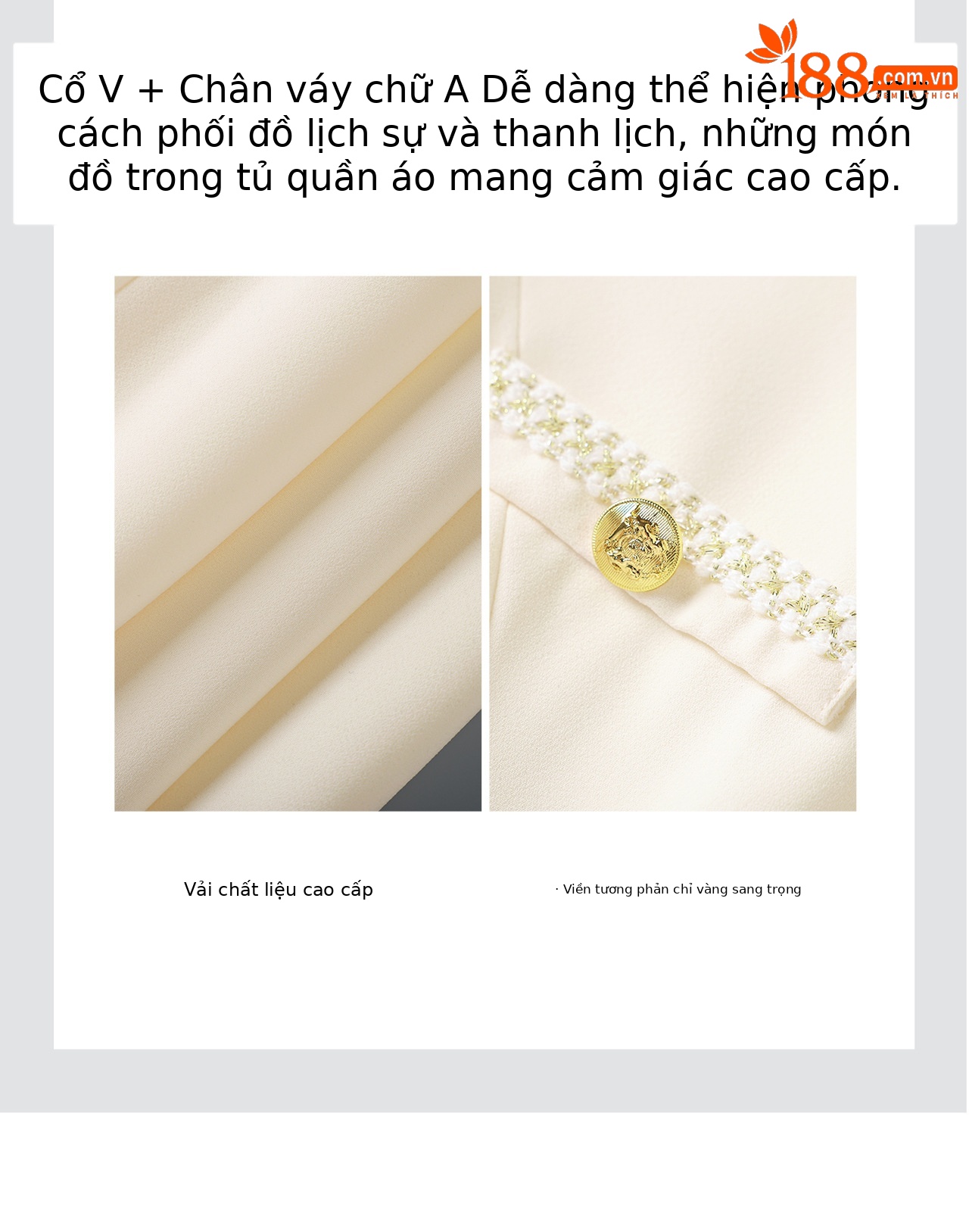 Đầm nữ cổ tròn tay ngắn thắt eo phong cách Chanel — màu đen chi tiết 9