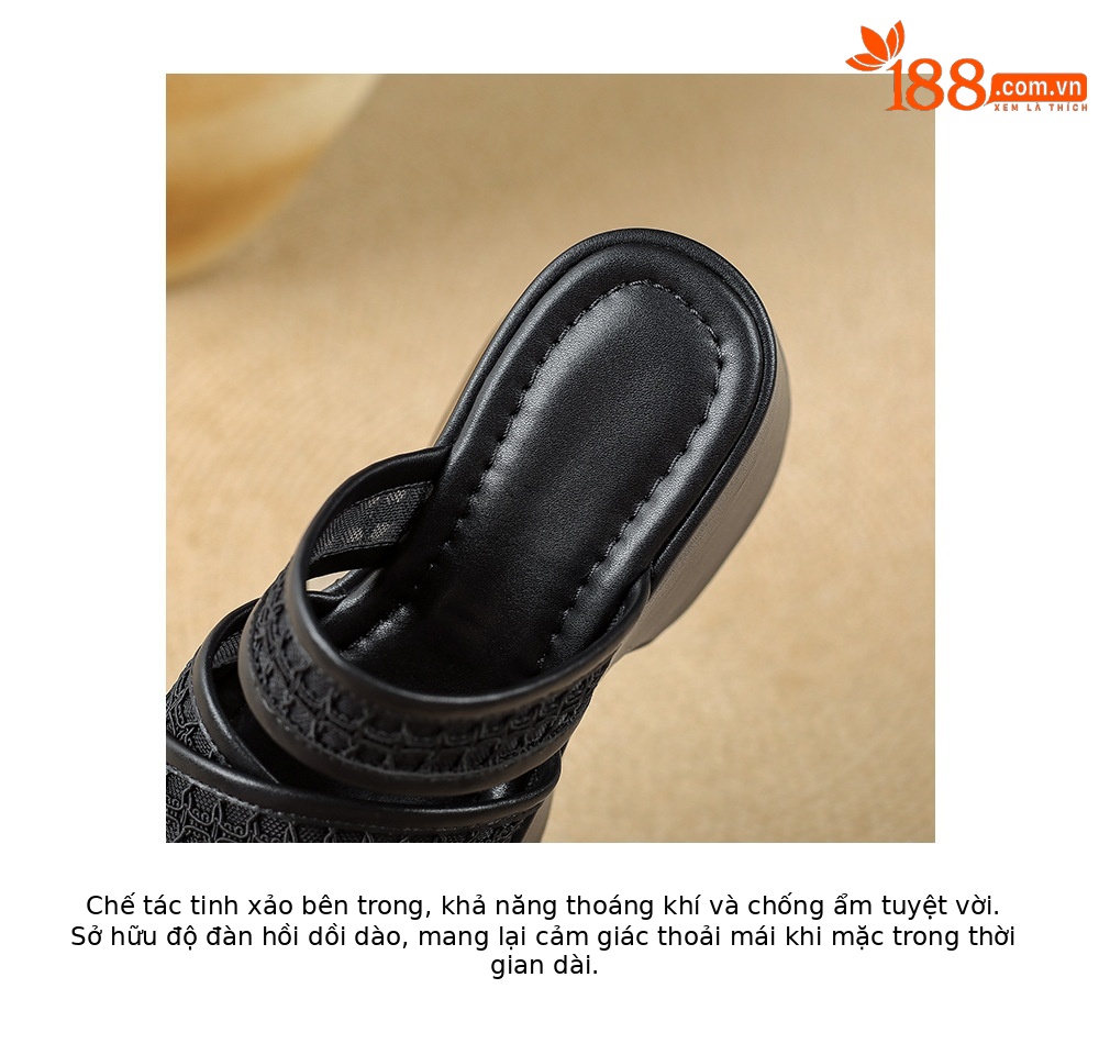 Sandal cao gót nữ quai chéo đế xuồng hở mũi gót 9 cm — màu đen, màu trắng ngà chi tiết 16