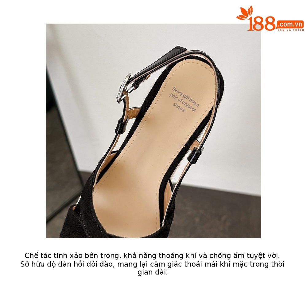 Sandal cao gót nữ đế xuồng phong cách Pháp, quai chéo đan, gót 9 cm — màu đen, màu mơ chi tiết 19