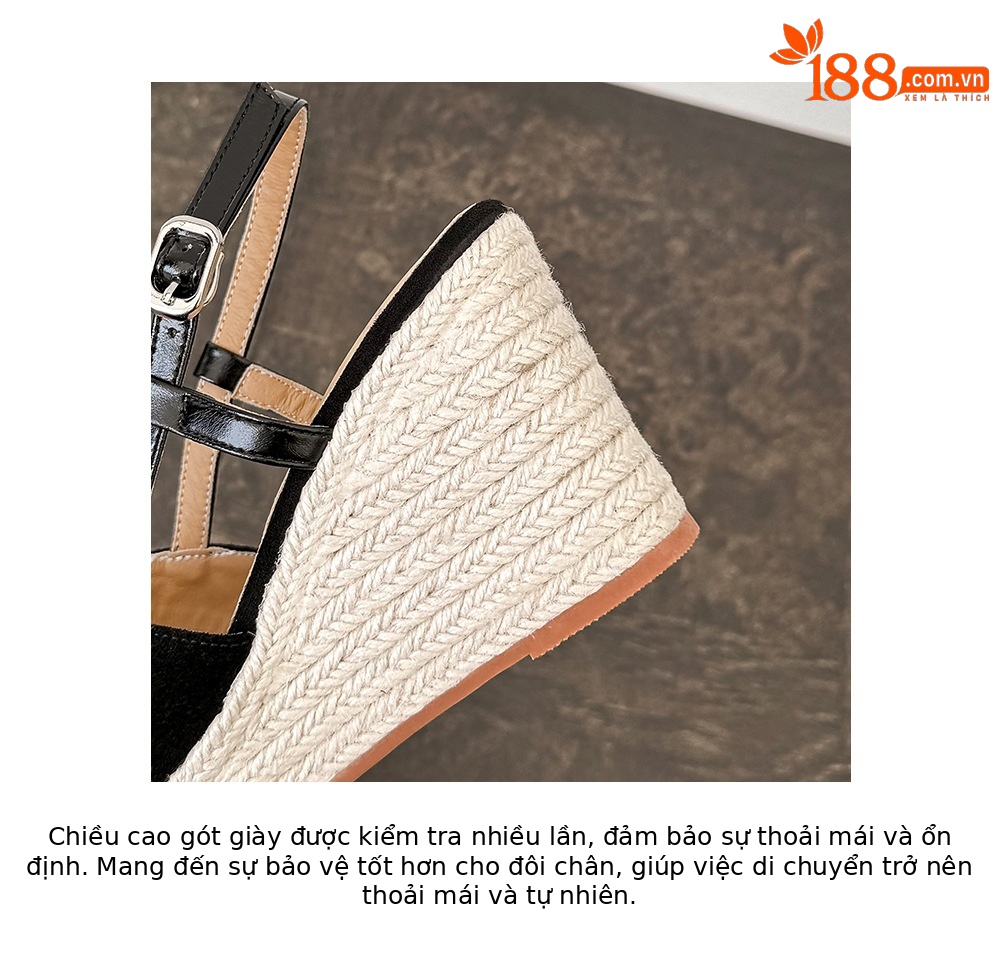 Sandal cao gót nữ đế xuồng phong cách Pháp, quai chéo đan, gót 9 cm — màu đen, màu mơ chi tiết 20