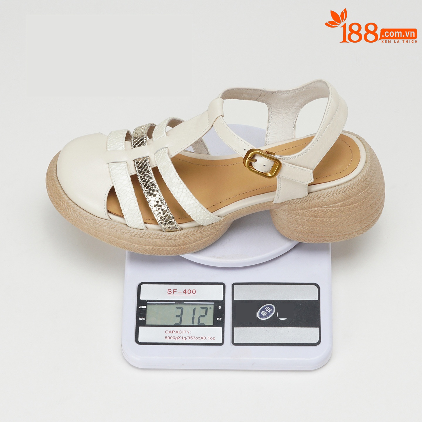 Sandal nữ quai chữ T đan dây đế dày gót thô 6.5cm phong cách La Mã — Màu xanh da trời chi tiết 1