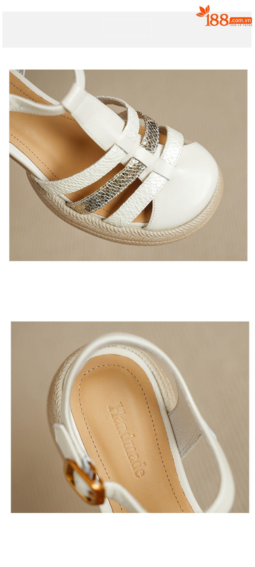 Sandal nữ quai chữ T đan dây đế dày gót thô 6.5cm phong cách La Mã — Màu xanh da trời chi tiết 14