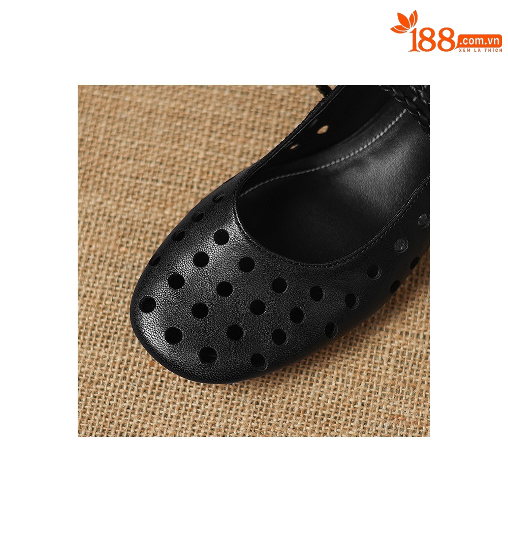 Sandal cao gót nữ quai ngang hở mũi, gót 3 cm, kiểu dáng thanh lịch — đen chi tiết 21