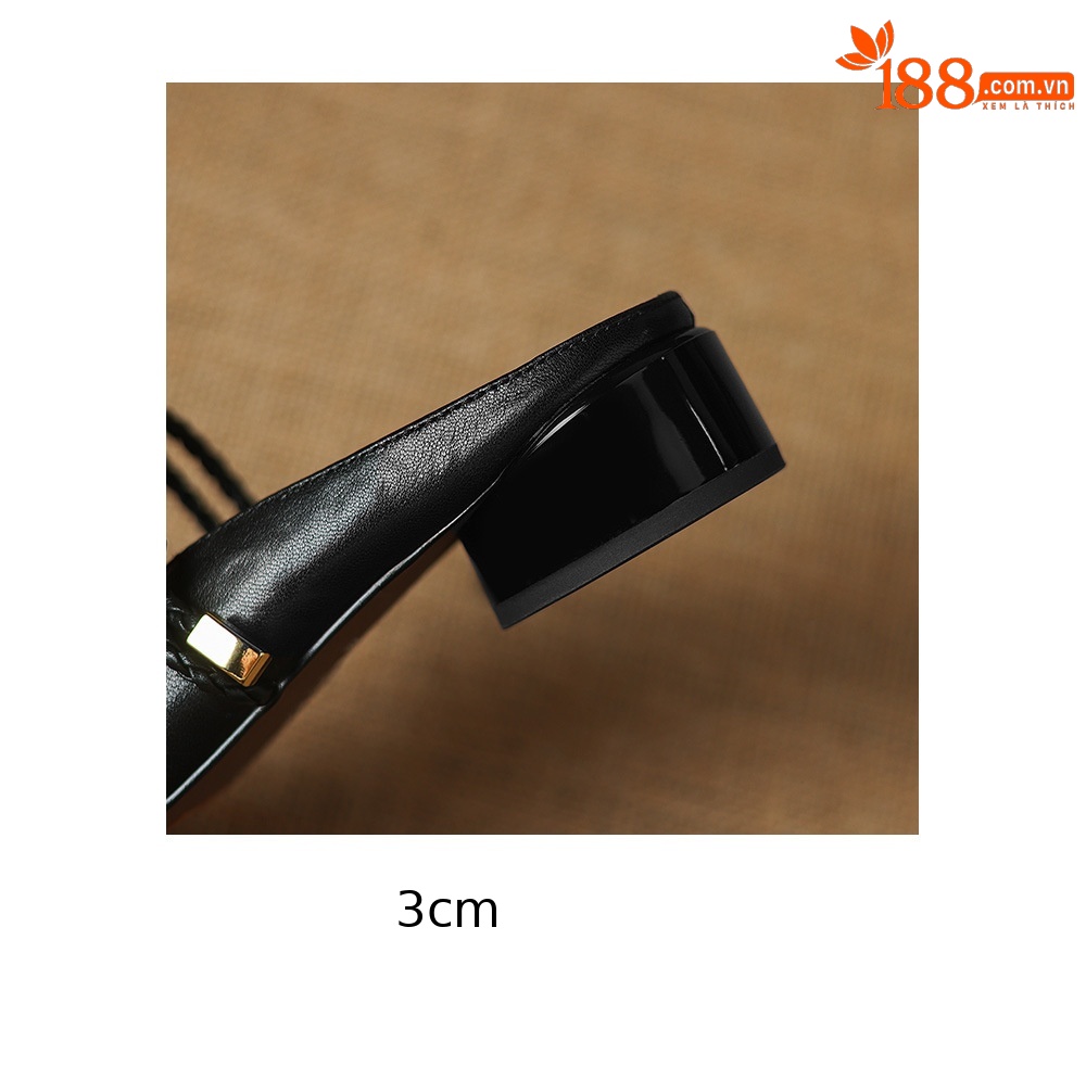 Sandal cao gót nữ quai ngang hở mũi, gót 3 cm, kiểu dáng thanh lịch — đen chi tiết 22
