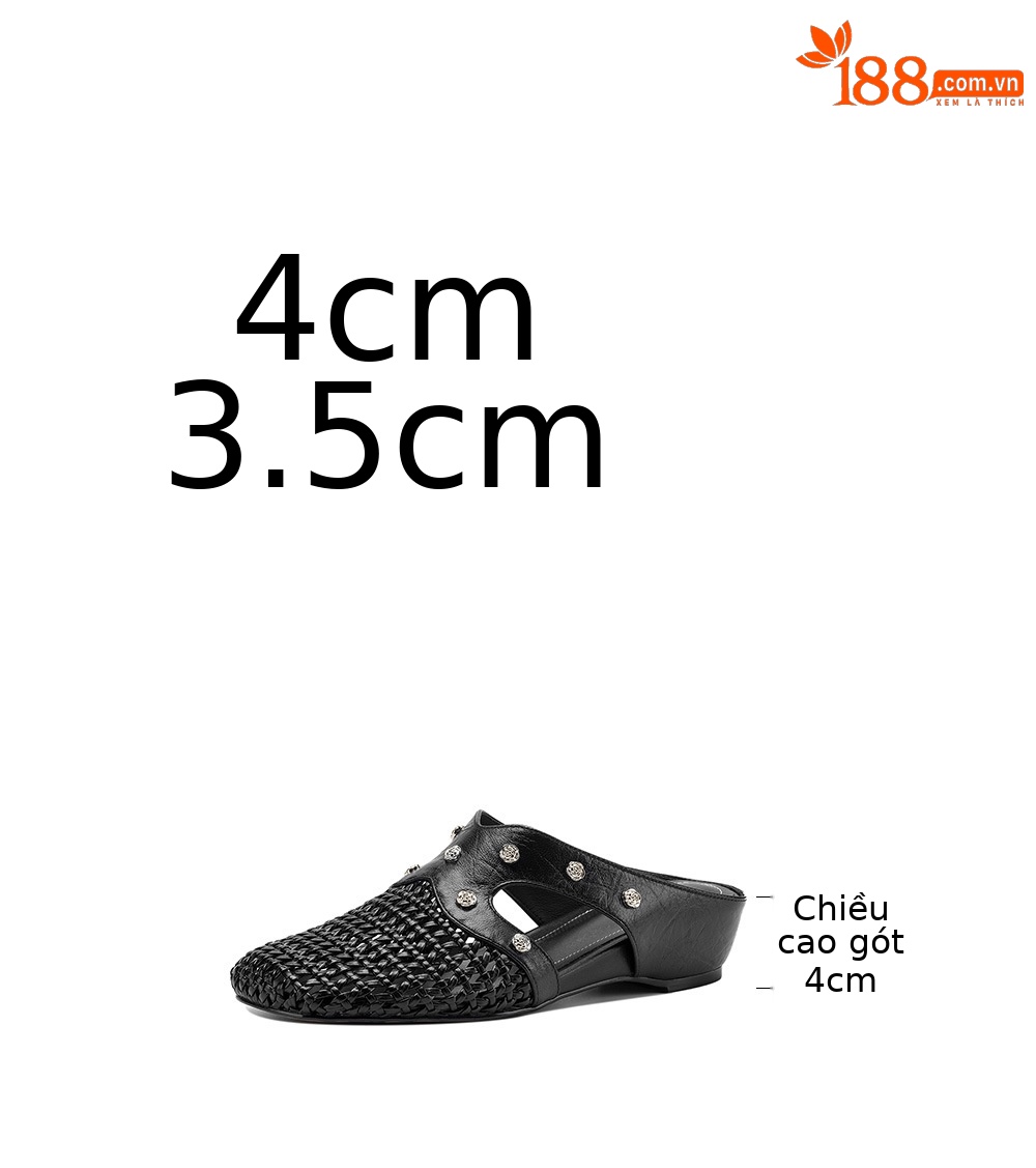 Dép sandal nữ quai chữ V phong cách vintage, mũi kín, đế xuồng thoải mái — đen chi tiết 3