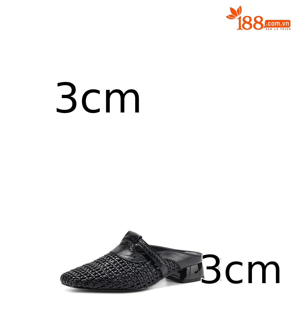 Dép sandal nữ quai chữ V đan dệt, gót thấp 3 cm, phong cách vintage — đen chi tiết 3