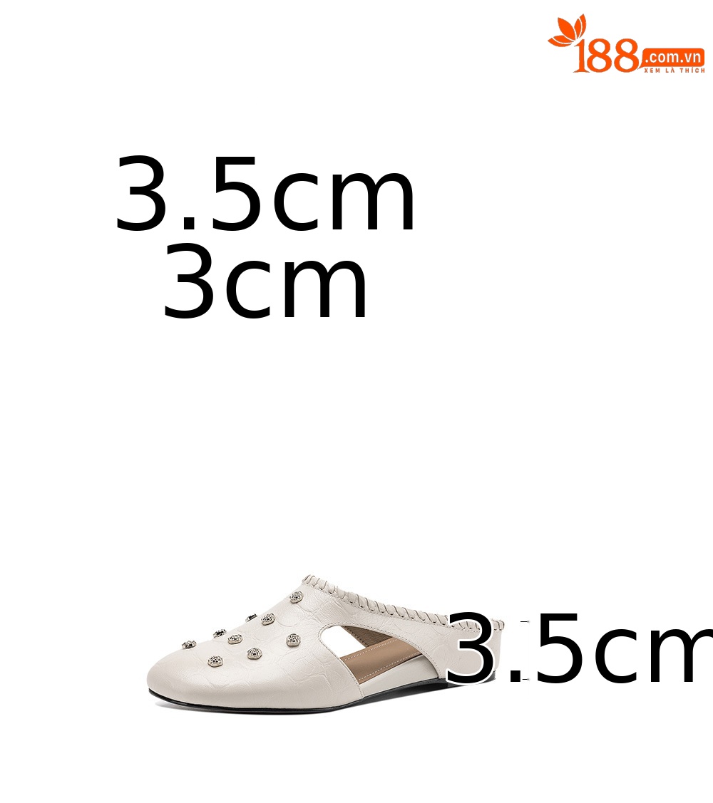 Sandal nữ hở mũi gót thấp da cừu vân đá, hoa đính mũi — đen chi tiết 3