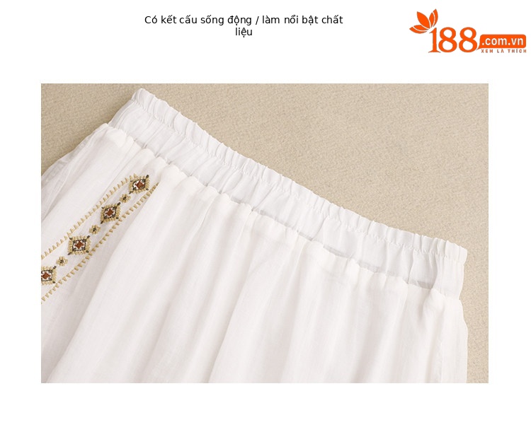 Chân váy xếp ly nữ xòe hai lớp thêu họa tiết Trung Hoa, dáng chữ A dài qua gối — màu tím chi tiết 11