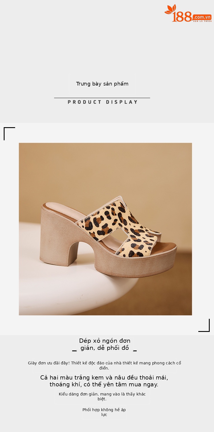 Sandal cao gót nữ hở mũi họa tiết da báo, gót 9 cm — Trang chủ chi tiết 7