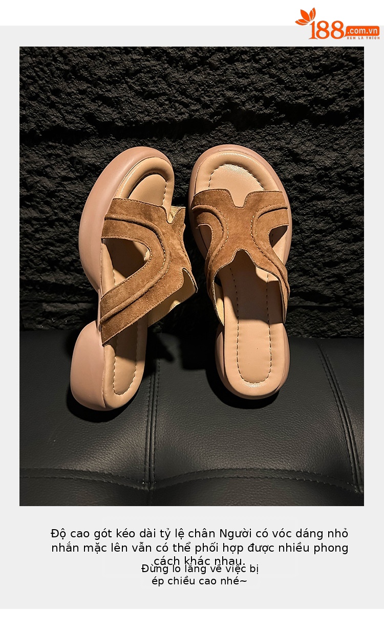 Dép sandal nữ xỏ ngón đế dày chống trượt mùa hè form H êm chân — xanh lam, nâu sẫm chi tiết 6