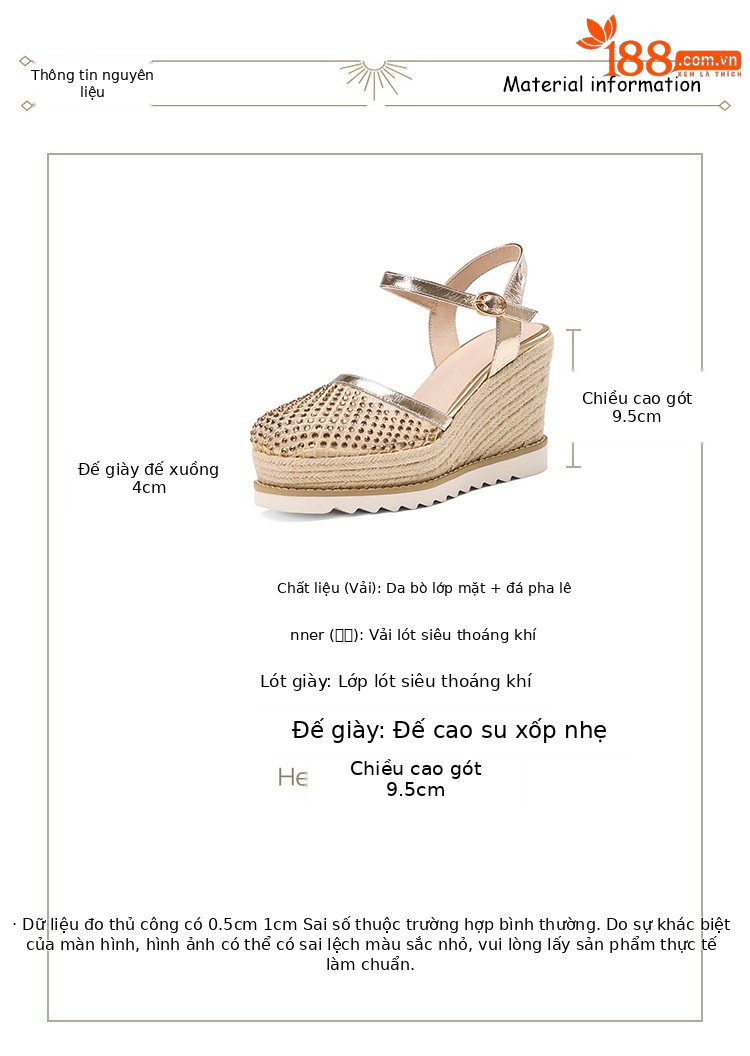 Sandal cao gót nữ mũi nhọn quai ngang đế xuồng đan lưới — màu vàng, bạc chi tiết 2