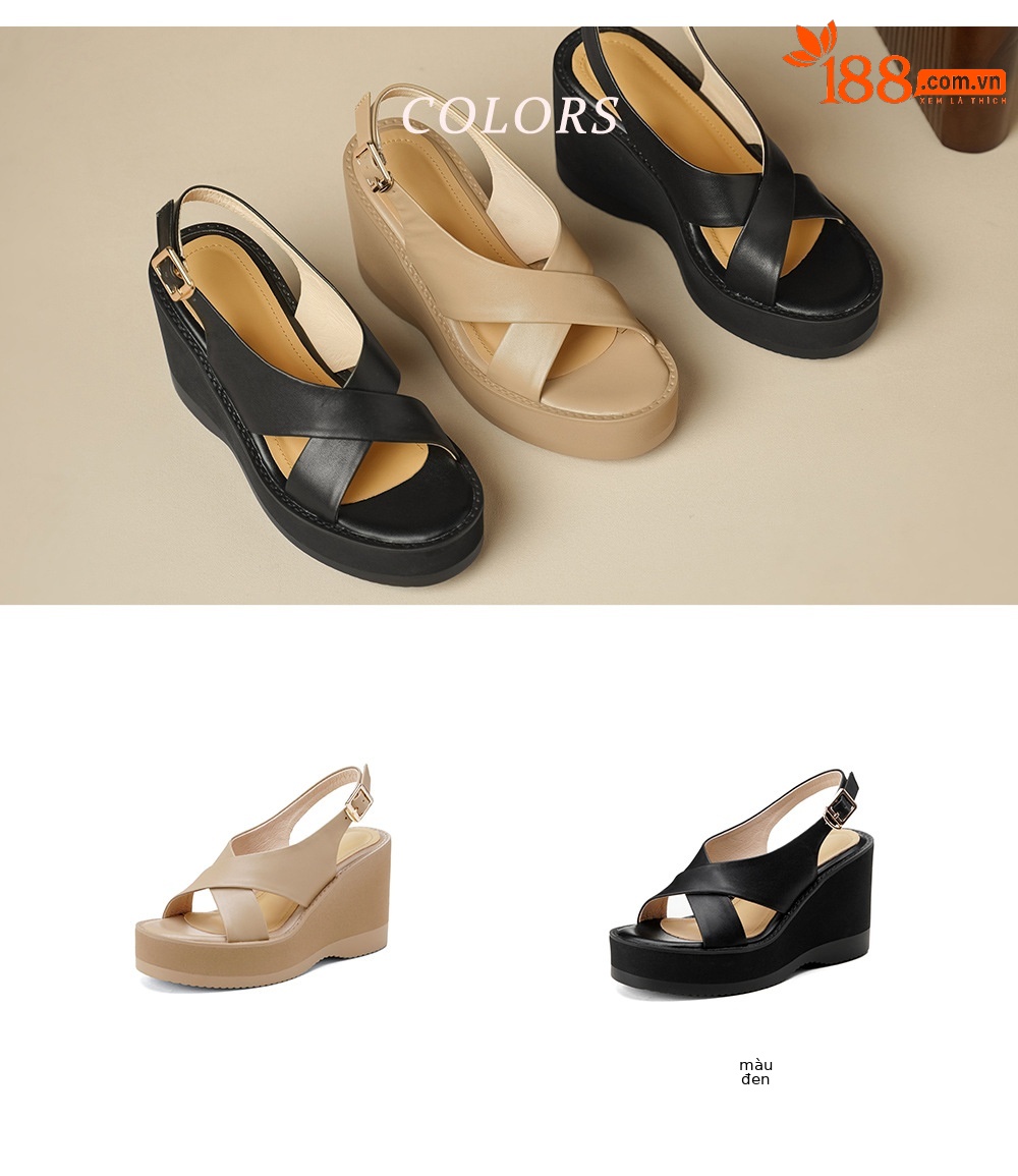 Sandal cao gót nữ hở mũi quai ngang đế xuồng gót 9 cm — đen chi tiết 3