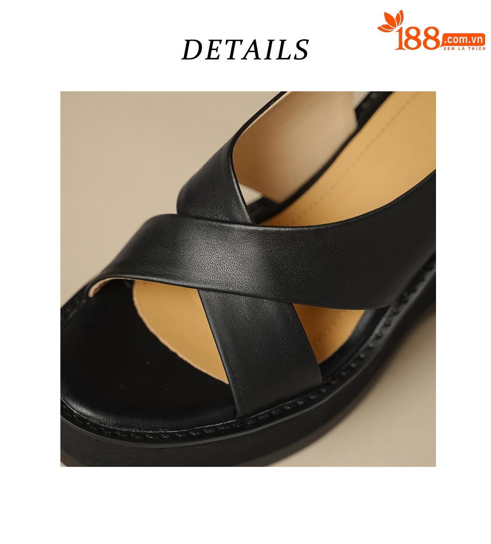 Sandal cao gót nữ hở mũi quai ngang đế xuồng gót 9 cm — đen chi tiết 17