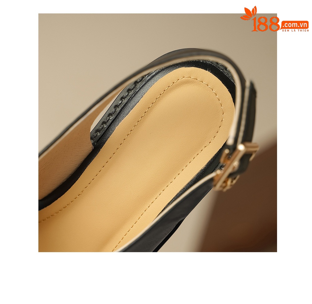 Sandal cao gót nữ hở mũi quai ngang đế xuồng gót 9 cm — đen chi tiết 18